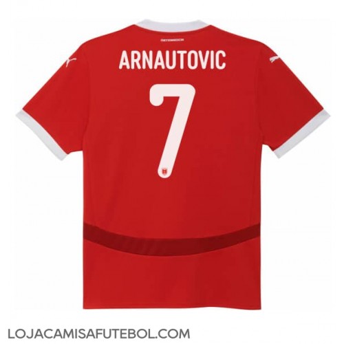 Camisa de Futebol Áustria Marko Arnautovic #7 Equipamento Principal Europeu 2024 Manga Curta